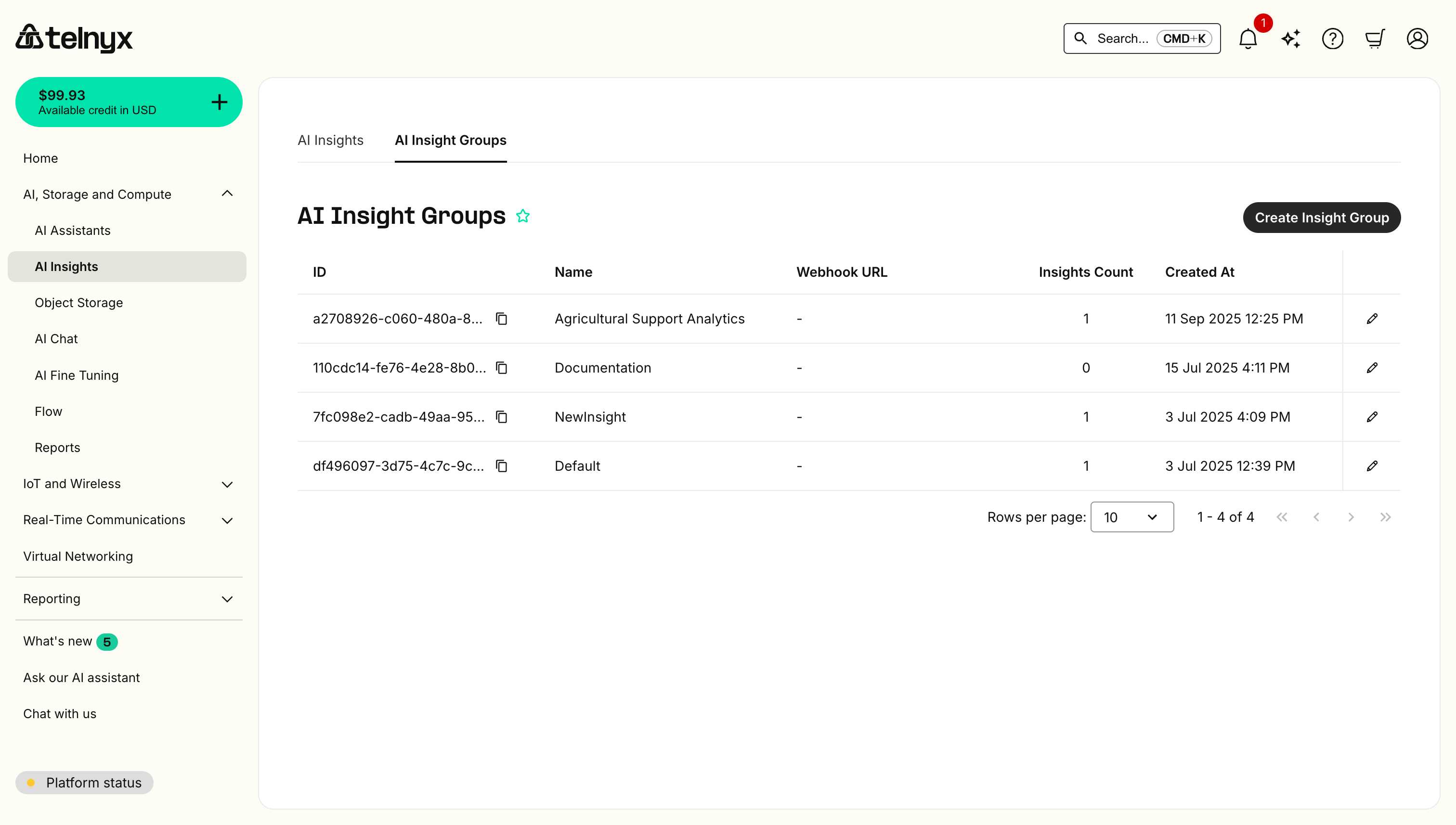 AI Insight Groups Page