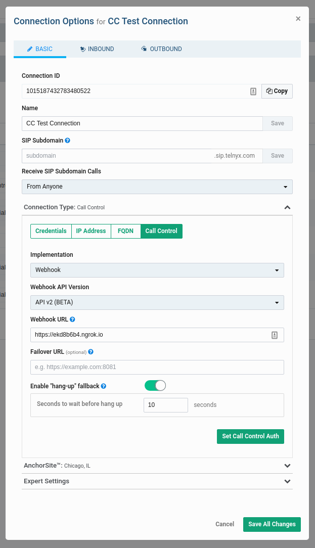 Mission Control Portal Voice API setup