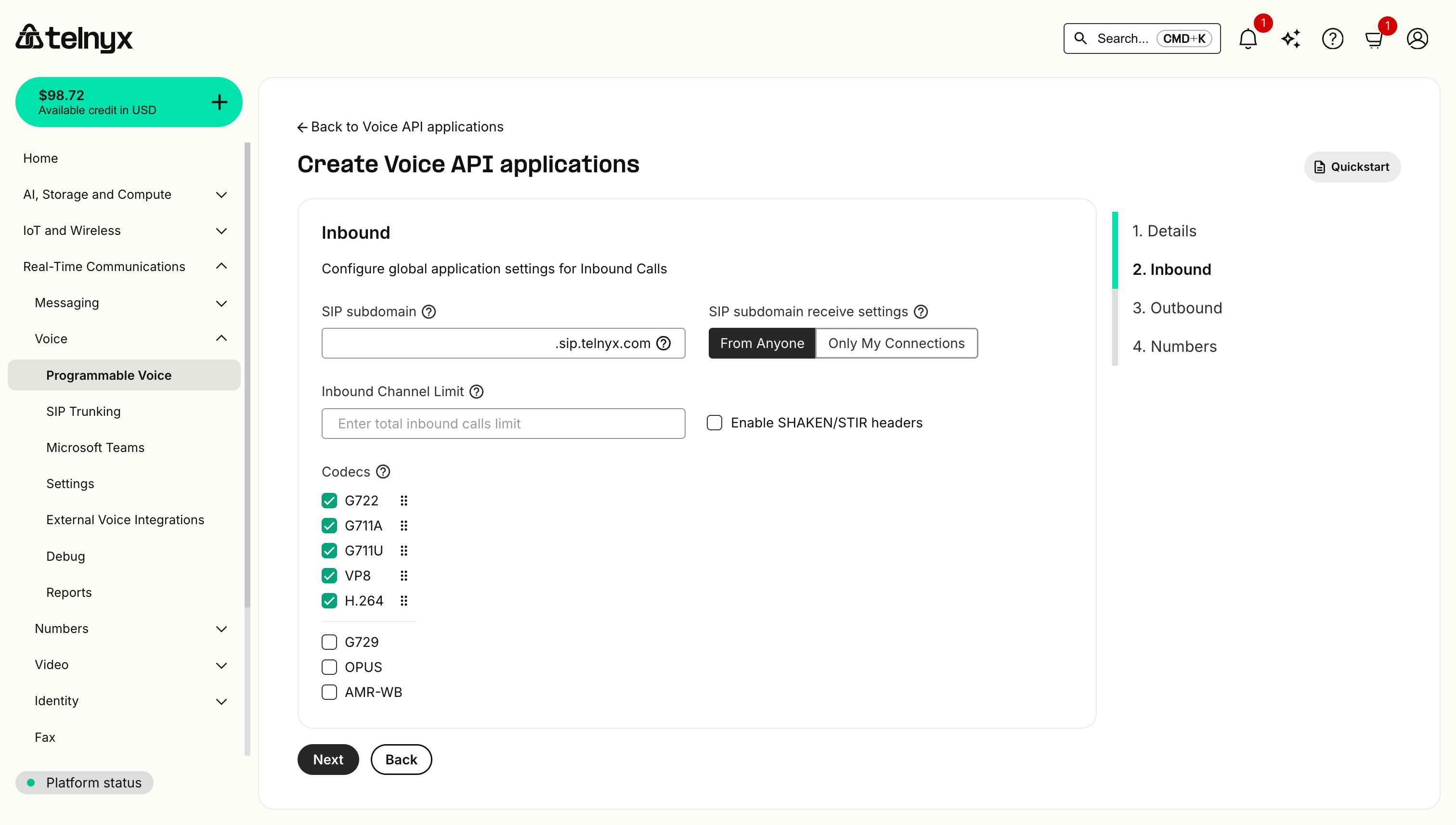 Configure Inbound