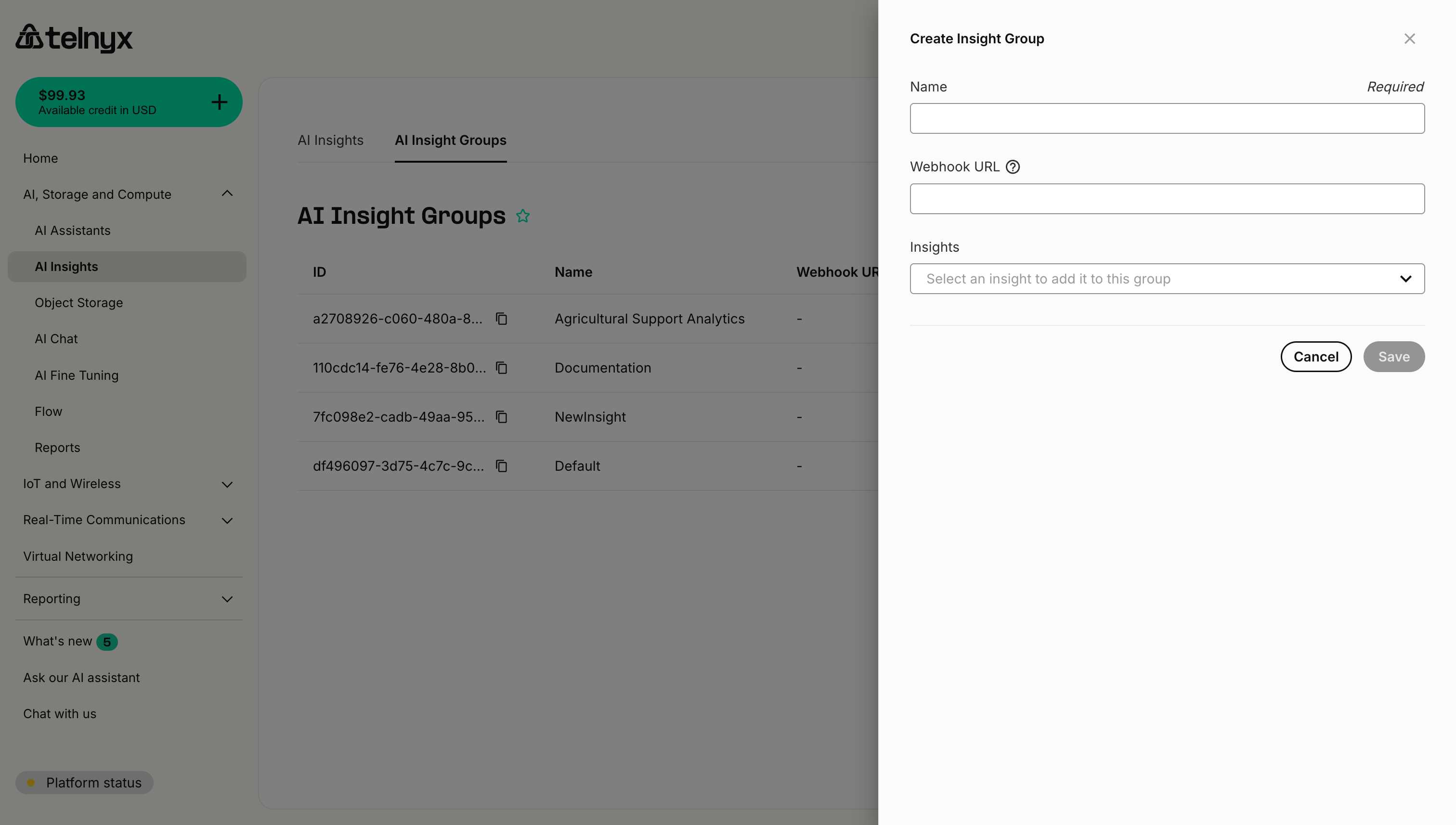 Create Insight Group Modal