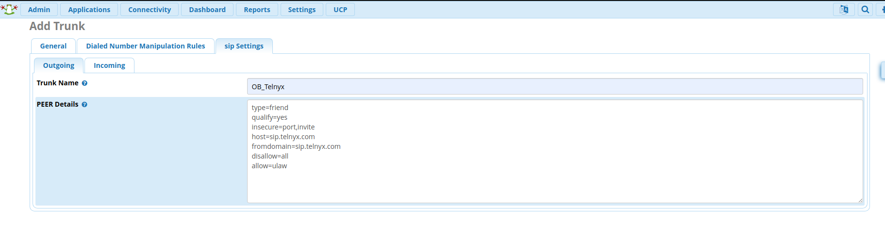 SIP Trunks configuration 3