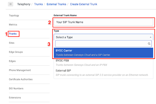 Genesys Cloud &amp; Telnyx Creating a SIP Trunk