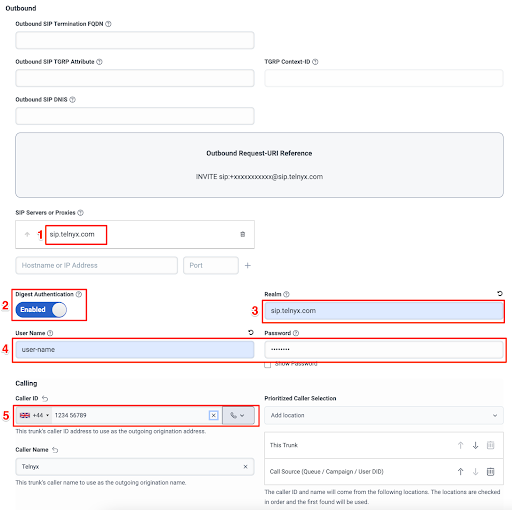 Genesys Cloud &amp; Telnyx Settings