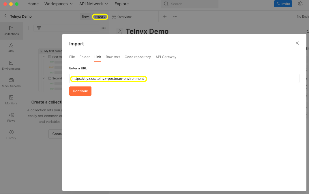 Import Telnyx Postman Environment