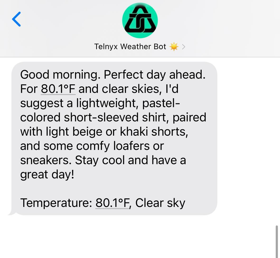 Weather Recommendation Screenshot