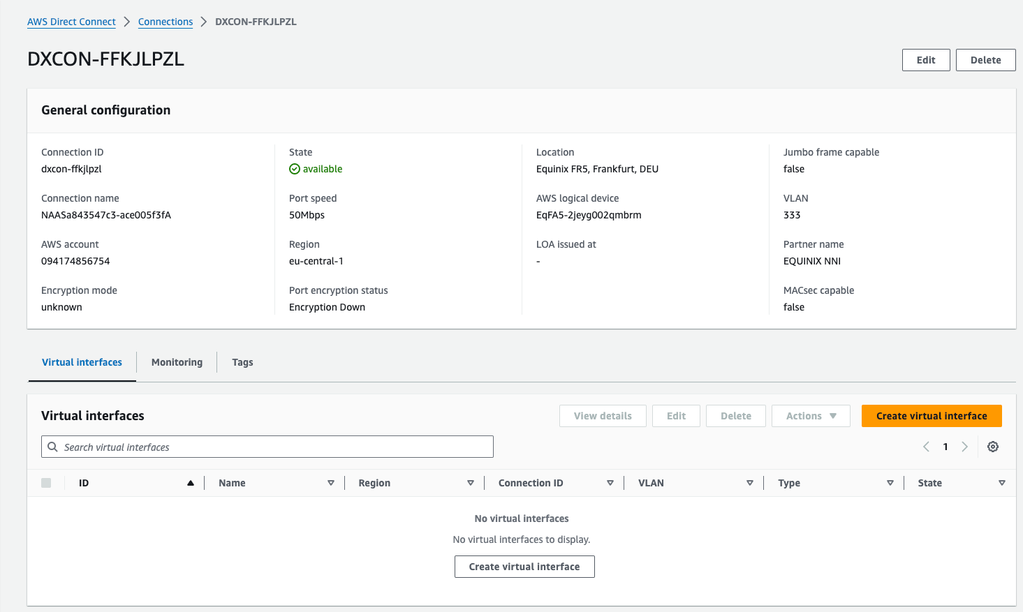 AWS Enable Primary Connection