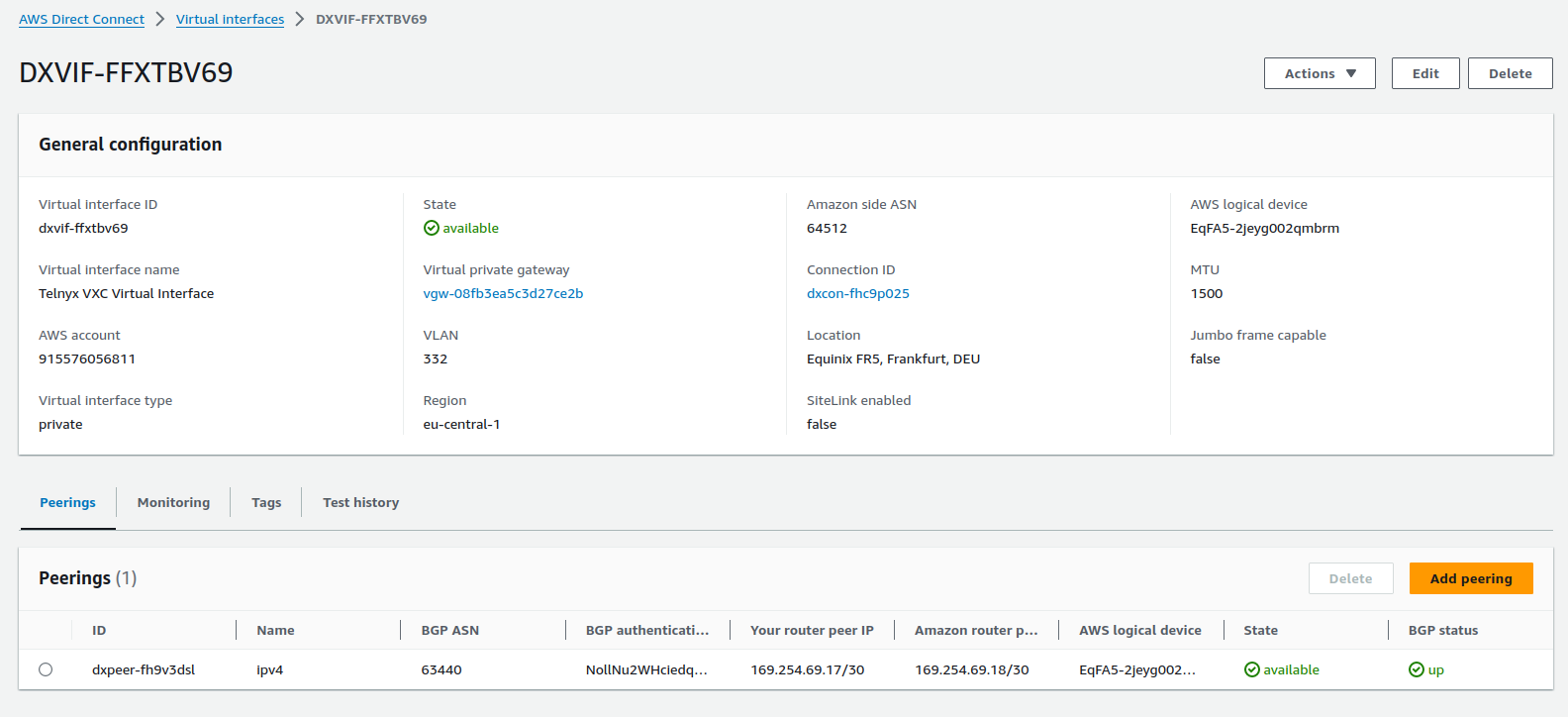 AWS Interface Parameters