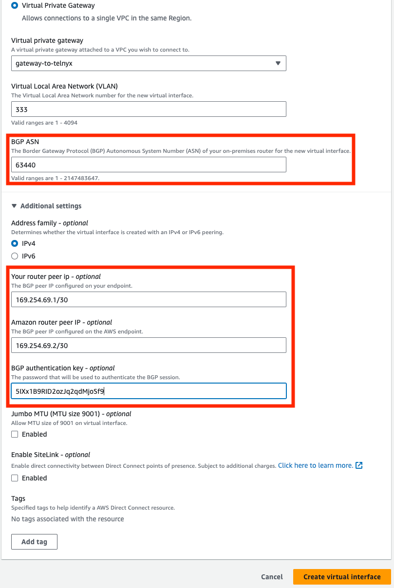 AWS Virtual Interface 2