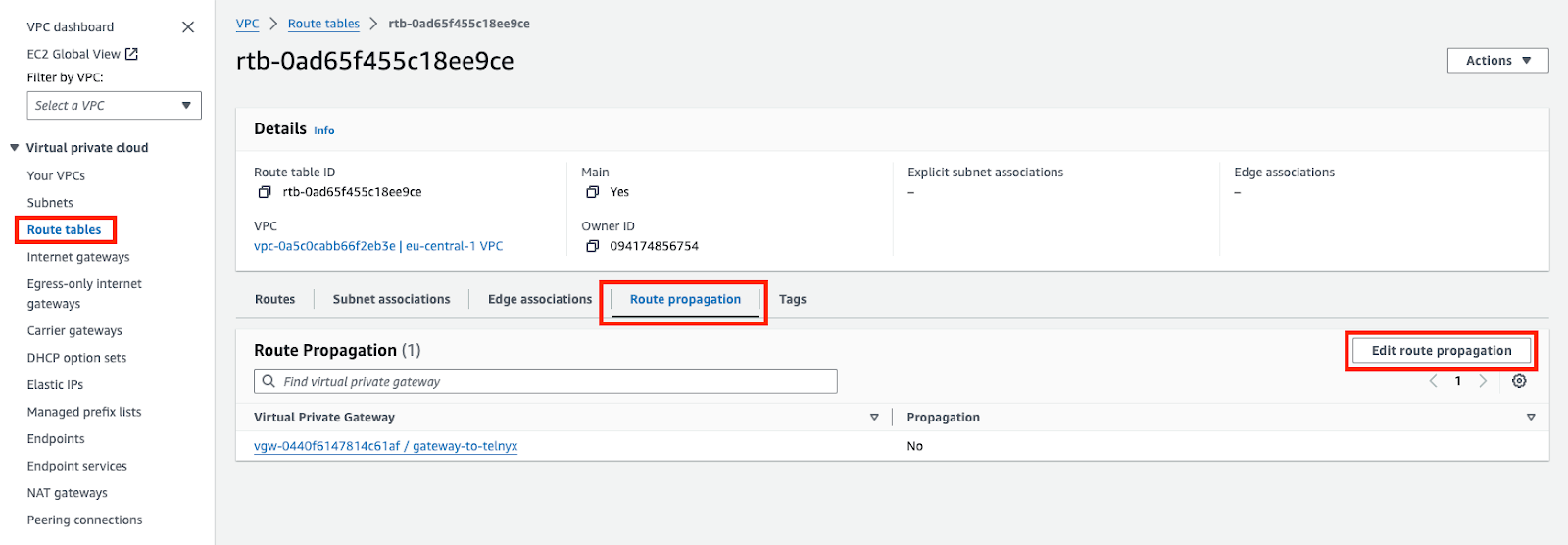 AWS VPC Route Table 2