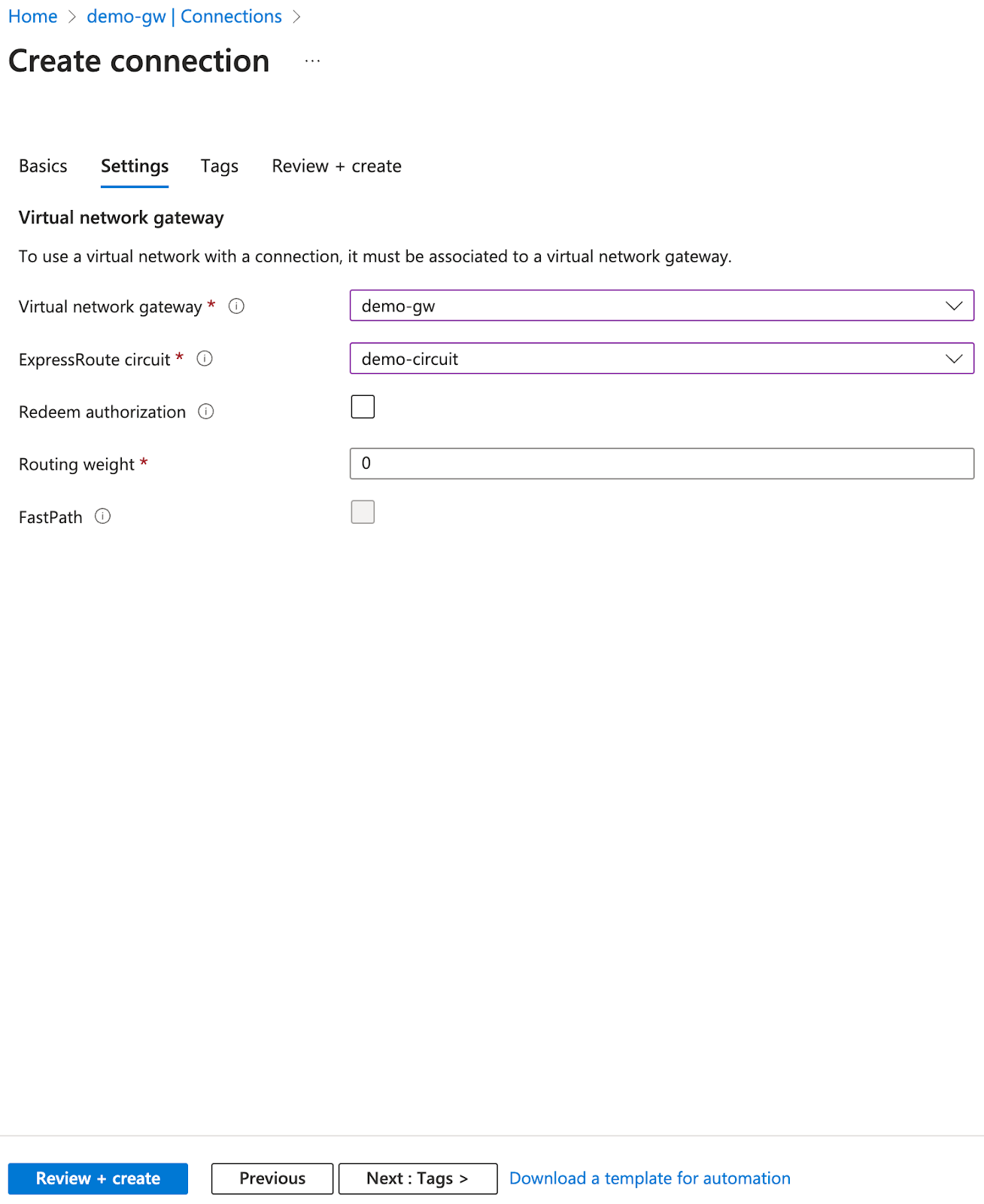 Azure Add Gateway Connection 3