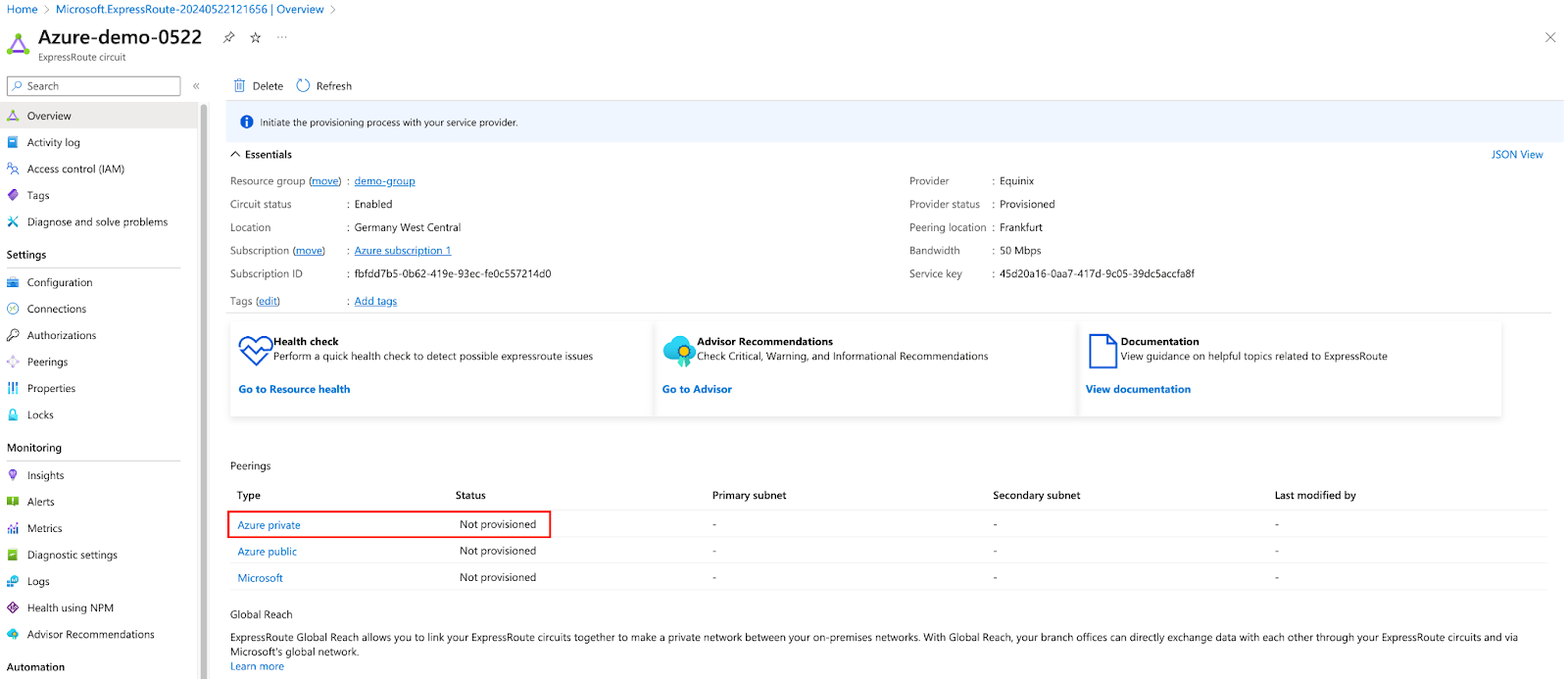 Azure Private Peering 2