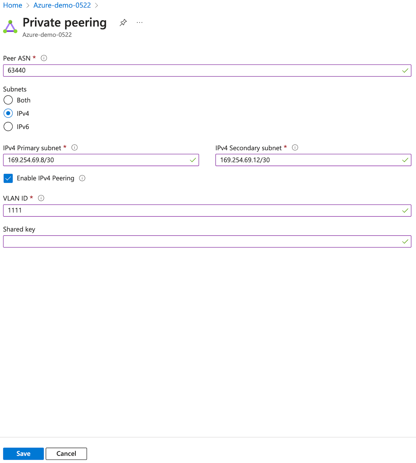 Azure Private Peering 3