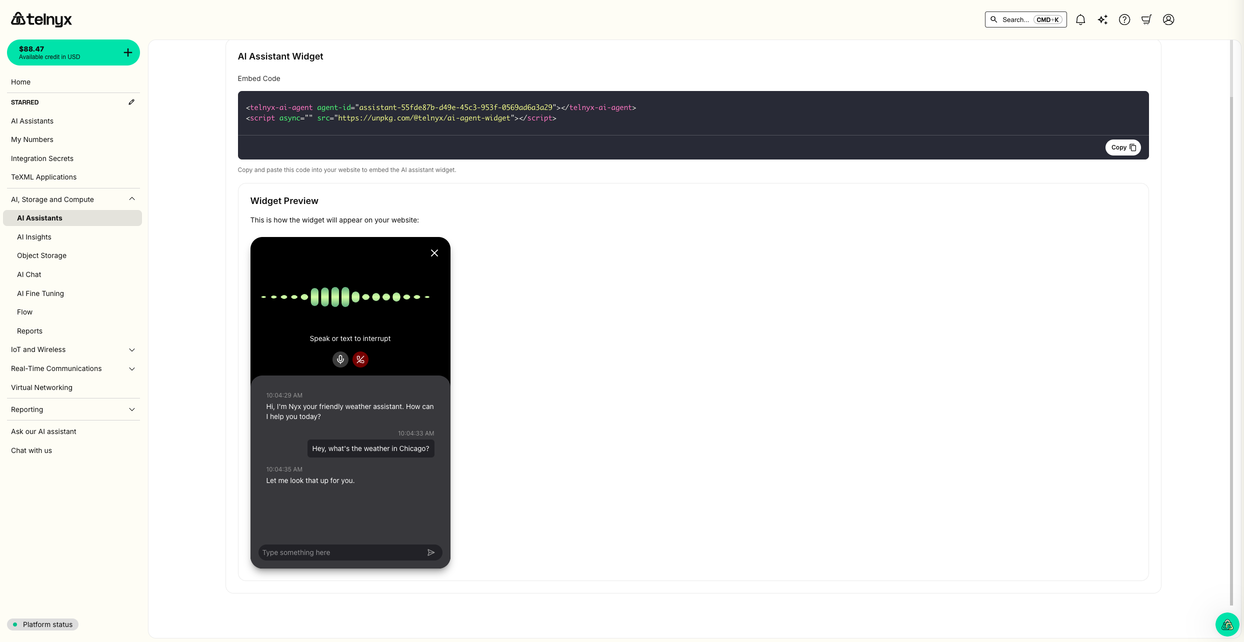 AI Assistant Widget